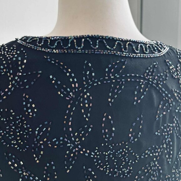 Milano Black & Iridescent Botanical Hand-Beaded Evening Jacket – US 2X - Picture 12 of 15